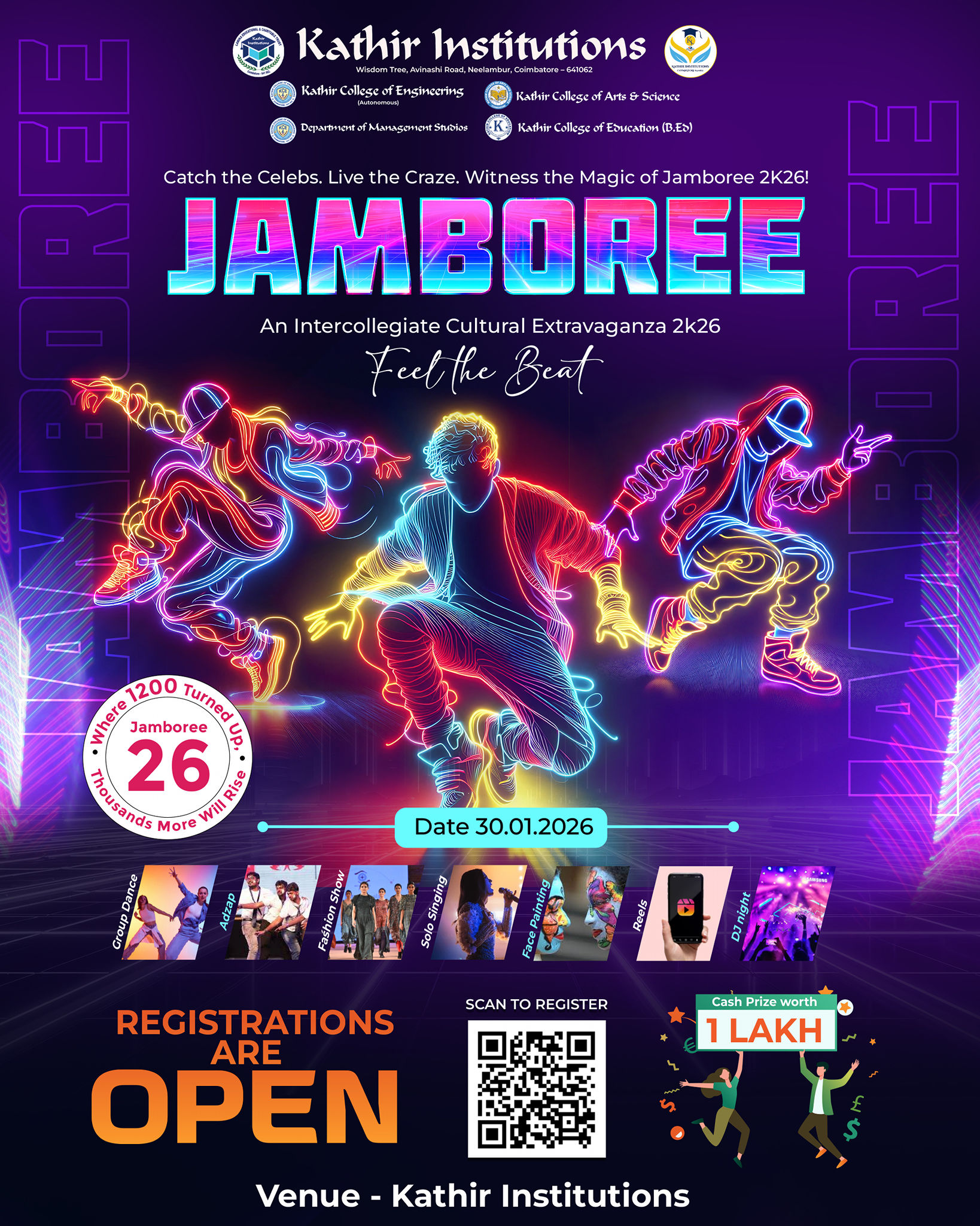 Jamboree 2k26 Intercollegiate Cultural Extravaganza Poster 